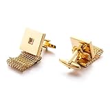 Manschettenknöpfe für Herren, luxuriös, silberfarben, Knöpfe, Kette, Zirkon, quadratisch, formelle Manschettenknöpfe für Hochzeitsgeschenk