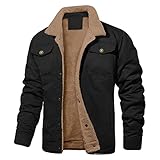 KBOPLEMQ Herren Fleece Winterjacke Outdoor Cargo Fliegerjacke Militär Winterparka Winddichte Freizeitjacke Warme Gefütterte Jacken mit Taschen Ohne Kapuze Übergangsjacke Wintermantel