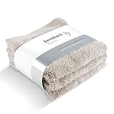 herzbach home Seiftuch 3er Set 30 x 30 cm – Hochwertige, weiche & saugstarke Mini-Handtücher in Premium-Qualität – 100% natürliche Baumwolle (Sandgrau)