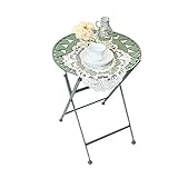 Metall Runder Klapptisch Terrasse Beistelltisch Wetterbeständig Bistrotisch für Garten Retro Couchtisch Tragbarer Picknicktisch Grün Outdoor Beistelltisch