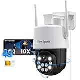 Bextgoo 2K Überwachungskamera Aussen mit SIM Karte 4G LTE, 24/7 Überwachungskamera ohne WLAN, 360° Kamera Überwachung Aussen mit Humanoider Verfolgung, AI Bewegungserkennung, Farb Nachtsicht, IP66