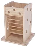 Kerbl Pet Heu- und Gemüseturm, Für Kaninchen, 2-in-1 Produkt, Einfache Befüllung, Für Innen- und Außenbereich, Robuster Stand, Natur, 24x24x30 cm