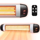 Mursche Heizstrahler Terrasse Infrarotheizung 2500W - Infrarot Strahler Outdoor mit Fernbedienung Elektrisch Wärmestrahler Wandmontage 3 Heizstufen Terrassenstrahler Aussen für Bad Balkon Garten