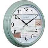 Accqura Wanduhr FüR DraußEn Wetterfest, Groß Outdoor Uhr Garten Aussen Retro Wasserfest Wall Clock Dekor FüR draußen Terrasse Bad Badezimmer KüChen- 39cm- Mintgrün