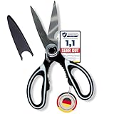 Küchenschere Edelstahl vom Scherenpalast®, Geflügelschere, Mehrzweck Haushaltsschere, Stoffschere, Schere mit Schutzhülle für Geflügel, Knochen, Fisch, Kräuter & Gemüse, Dosenschneider, Nussknacker,
