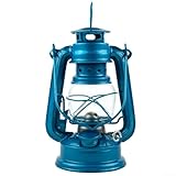 Yhenlovtt Sturmlaterne im Retro-Stil, 90 ml, Metall-Lampe, Camping, Outdoor, mit Kerosin-Kraftstoff für Petroleum-Kapazität, Innendekoration und Außenatmosphäre (hellblau)