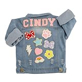 Personalisierte Kinder-Jeansjacke mit Aufnähern und Namen, langärmlige, individuelle Jeansjacke mit Aufnähern für Mädchen und Jungen