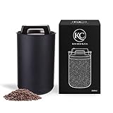 KC Kitchen & Co. Kaffeedose luftdicht für 1 kg Kaffeebohnen – Edelstahl Vorratsdose mit Vakuumdeckel & Aromaverschluss – Aufbewahrungsdose für Kaffee, Tee, Zucker, Müsli Schwarz Matt (2800 ml)