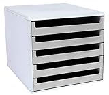 Metzger & Mendle 30050909BE hellgraue Schubladenbox mit 5 hellgrauen Schüben, Recycling, Blauer Engel zertifiziert