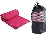 GIMIRO Yoga Towel Non Slip & Quick Drying - Yoga Mat Towel Non-Slip - Microfibre Towel Anti-Skid Ideal for Hot Yoga,Gym,Pilate (Rose)