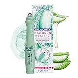 Victoria Beauty Hyaluron Augen Roll On kühlend, Ceramide Augenserum gegen Falten und Augenringe, Augenroller mit Hyaluronsäure, Bio Aloe Vera und Niacanimide, Anti Aging Augencreme, Augenpflege, 15ml