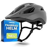BÜCHEL Fahrradhelm mit In-Mould-Technologie – für Kinder & Erwachsene – Cam Lock, Kinnpolsterung & Fliegennetz – Größen M 52–57 cm & L 58–61 cm – Schwarz, Weiß, Grau (Grau Matt, L, 58-61cm)