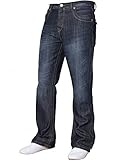 Herren-Jeans, Bootcut-Schnitt, ausgestelltes Bein, weit, blaue Denim-Jeans Gr. 34W x 32L, Dark Wash A31