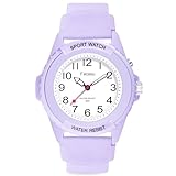Facasu Analog Armbanduhr Jungen Mädchen,50M wasserdichte leuchtendes Zifferblatt Sport Silikonarmband Quarzuhr Teenager Studenten,Jugend-Studenten Kinderuhr Jungen Mädchen über 10 Jahre (Lila)