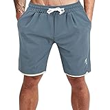 LindoMaker Herren-Shorts, elastische Taille, Sommer-Shorts, bequeme Wander-Shorts, schnell trocknende Laufshorts, 32#Blau, 4XL