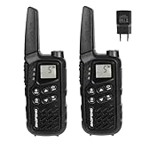 Baofeng PMR Funkgeräte, Lizenzfrei Walkie Talkie 16 Kanäle, Handfunkgerät mit großer Reichweite und Ohrhörer, für Camping, Wandern (Schwarz, 2 Stück)