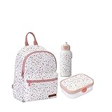 Little Dutch FB-RU-BD-PU Set Kinderrucksack & Brotdose Campus & Trinkflasche Pop-up - Flowers & Butterflies
