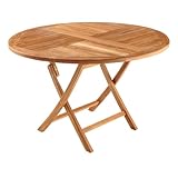 Riess Ambiente Massiver Gartentisch Empire Teak Ø120cm Natur Teakholz Terrassentisch Balkontisch Holztisch Esstisch 4-8 Sitzplätze Outdoor-Tisch Tisch