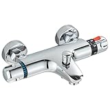 Badewannenarmatur mit Thermostat Duscharmatur Aufputz Mischbatterie Badewanne Thermostat Chrom,Duscharmaturen Thermostat Armatur Badewanne mit 38 °C Sicherheitstaste