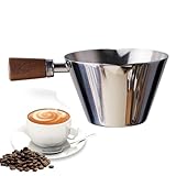 Kaffeemessbecher - Espressodosierer 90 ml, Espressobecher aus Edelstahl mit Griff | Dosierbehälter mit Holzgriff zur Messung von Kaffee, Zubereitung in C