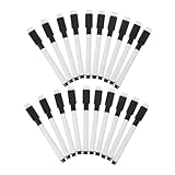 Ipetboom 20 Stück Teiliges Kleine Multifunktionale Whiteboard Marker mit Abwischbarer Schwarzer Wasserbasierter Tinte und Integriertem Radierfunktion für Whiteboards und