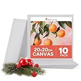Zenacolor Leinwand Zum Bemalen 20x20cm (10 Stück) - Leinwände Set 280 g/m² 100% Baumwolle - Für Acrylfarbe, Ölmalerei, Gouache
