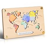 Frexpor Geldgeschenk Holz Grußkarte Weltkarte im Kleinforma für Männer und Frauen, Personalisierte Geld Geschenke Verpackung für Hochzeit, Geburtstag, Jugendweihe, Reise, Taufe, Konfirmation …