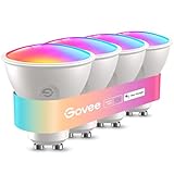 Govee Glühbirne GU10 LED RGBWW, Smarte Glühbirne Funktioniert mit Matter, Alexa, Google Home, 400LM WLAN LED Lampe Dimmbare Farbwechsel, 56 Szenen, Smart Bulb GU10 Synchronisierung mit Musik 4 Packung