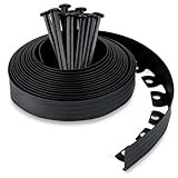 Flexible Rasenkante Kunststoff (10 m, schwarz) mit 30 Erdanker - Höhe 50 mm - Unsichtbare Raseneinfassung aus recyceltem Plastik - Leicht zu verarbeiten