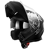 Westt Klapphelm Flip up Motorradhelm Integralhelm Herren Damen mit verstärktem Kinnschutz Chopper Moped Mofa Roller Modular Helm Motorrad mit ECE 22.06,schwarz, XL (61cm)