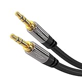 KabelDirekt – Aux Kabel & Klinkenkabel 3,5 mm, bruchfestes Metallgehäuse – 10 m (Kopfhörerkabel, Audio Kabel, Klinke auf Klinke, für iPhone/Handy, iPad/Tablet, Kopfhörer, MP3-Player, Auto, schwarz)