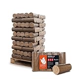 HEIZFUXX Holzbriketts Nestro XL Red - Hartholzbriketts Palette 300 kg (30x10 kg) - Premium Briketts für Kamin, Heizkessel & Ofen - Hoher Heizwert, geringer Aschegehalt & maximale Energieausbeute