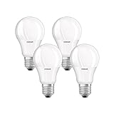 Osram LED Base Classic A Lampe, in Kolbenform mit E27-Sockel, nicht dimmbar, Ersetzt 60 Watt, Matt, Warmweiß - 2700 Kelvin, 4 Stück (1er-Pack)