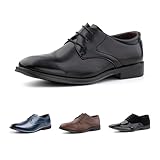 Hitmars Anzugschuhe Herren Lederschuhe Faux Business Oxford Derby Schuhe Hochzeits Klassischer Schnürschuh Männer HW2-Schwarz EU45