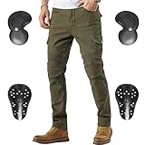 CTBQiTom Morradhose Herren Motorrad Hosen Motorrad Jeans Motorradhose Jeans Gepanzert mit CE Rüstung,Armee Grün 34W/30L