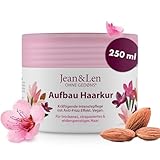 Jean & Len Aufbau Haarkur Mandel & Keratin, für stark strukturgeschädigtes Haar, repariert & reduziert Spliss sowie Haarbruch, glättet die Haarstruktur, Haarkur ohne Parabene & Silikone, vegan, 250 ml