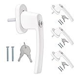 kwmobile Fenstergriffe abschliessbar - 4x Aluminium Fenstergriff - Kindersicherung Fenstersicherung - Stiftlänge 35mm - Fensterschloss Balkontür Sicherung - Fenstergriffe weiß