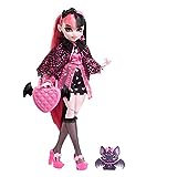 MONSTER HIGH Draculaura Puppe - Vamp-tastische Mode, Umhang, Accessoires, Haustierfledermaus, für Kinder ab 6 Jahren, HHK51