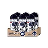 NIVEA Men Black & White Invisible Roll-On Deodorant Antitranspirant im 6er Pack (6 x 150 ml) Anti-Haarstreifendeo für Herren, Deo Roll reguliert die Atmungsaktivität für 48h