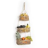 Fruit Hub - Obstkorb hängend aus Seegras - Etagere zur Wandmontage-100% natürlich. Obstkorb Wand, Obst Aufbewahrung, Hängekorb Obst, Hängender Obstkorb, Wandkorb