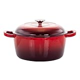 Schmortopf 5 Quarts runder emaillierter Gusseisentopf mit Deckel in Rot