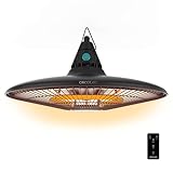 Cecotec Elektrischer Außenheizlüfter zur Deckenmontage ReadyWarm 1500 Power Ceiling, 1500 W, Halogen-Technologie, Schutzart IP65, Fernbedienung, Abdeckungsbereich 10 m²