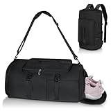 KYYLZ Sporttasche Herren, 45L Damen Sporttasche Rucksack, Groß Sportrucksack mit Schuhfach und Nassfach, Reisetasche Gym Bag für Schwimmen, Sport, Yoga, Fußball,Schwarz