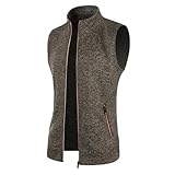 YOSUWOAI Strickweste Herren Einfarbig Winterweste Ärmellos Cardigan Business Golfweste mit Reißverschluss Winter Warm Arbeitsweste Lässige Feinstrick Pulloverwestee Fleece Bodywarmer