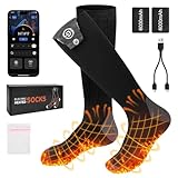 Netraty Beheizbare Socken 5v 6000mAh Wiederaufladbare Fußwärmer Warme Socken Damen Herren APP-Steuerung Beheizte Socken 4 Temperatur Heizsocken Skisocken für Outdoor Skifahren Wandern Winter Camping