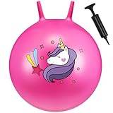 Hestya 50 cm Hüpfball Einhorn Aufblasbarer Sprungball Großer Hopper Ball mit Pumpe Hüpfball mit Griff Spielzeug zum Hüpfen für Jung Erwachsene Drinnen Draußen Garten Yoga Bewegung Spiel