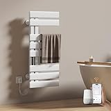 EMKE Elektrischer Badheizkörper Handtuchhalter 400 x 850 mm, Handtuchheizkörper Elektrisch Energie Sparen, Handtuchtrockner Handtuchwärmer Elektrisch für Alexa und Google Home und APP Weiß 230W