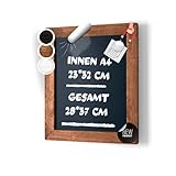 ELAFI® Magnetische Kreidetafel braun 28x37cm |Schreibtafel zum Aufhängen A4-Schreibfläche anthrazit schwarz|Schiefertafel mit Rahmen|Magnettafel aus Kiefernholz|Wandtafel & Jute Seil zum Aufhängen