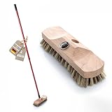 2 Stück Schrubber Hartborsten Schrubber mit Stiel der Schrubber für Terasse Balkon Garten Innen- Außenbereich Extra Harte Borsten