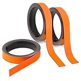 3x Magnet-Streifen Orange I ca. 1 cm x 1 m Magnetband zum markieren einteilen auf Whiteboards Lager-Regale Kalender I Magnet-Etiketten I mag238
